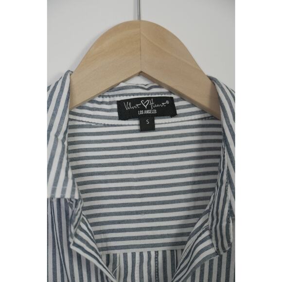 Grey Stripped Long Sleeve Button Up Blouse Size Small - Picture 4 of 7